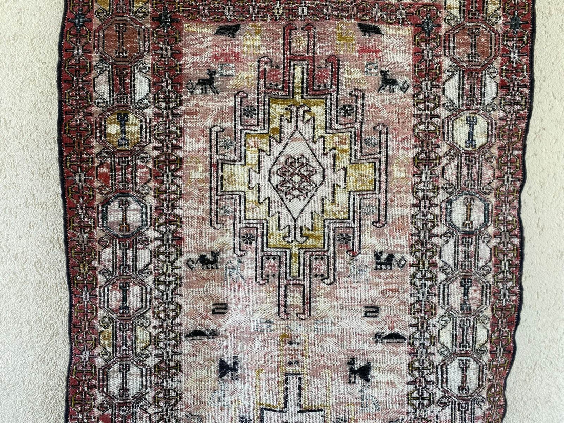 Vintage Persian Rug - 2.4x8.9 Brown Soumak Handmade Wool Antique Tribal Area Rug