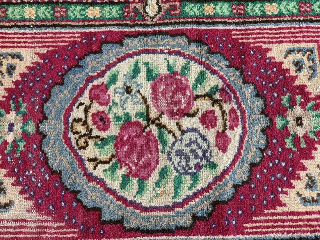 Small Turkish Vintage Oushak Rug Handmade Farmhouse Geometric Wool Rug 2.5x4.1ft