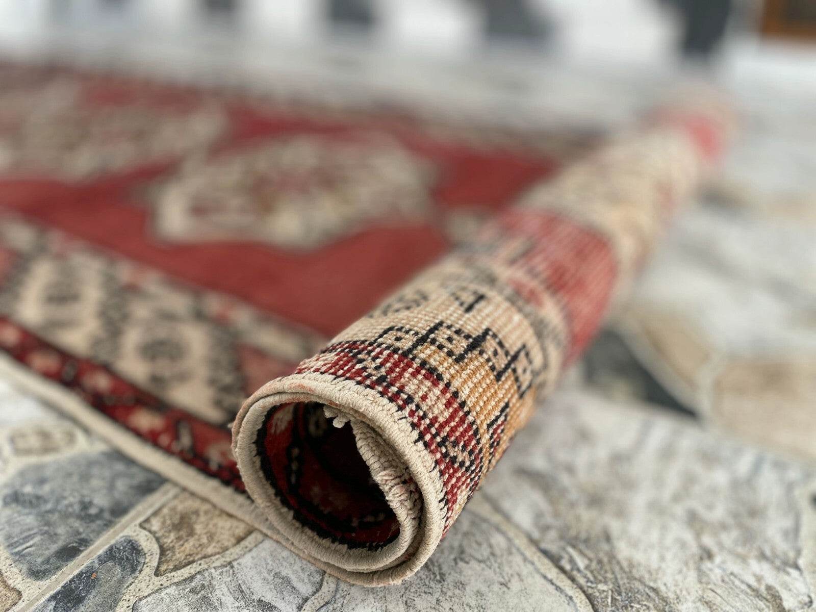 Vintage Turkish Rug | Tribal Handmade Wool Farmhouse Antique Runner 3.2ftx9.2 ft