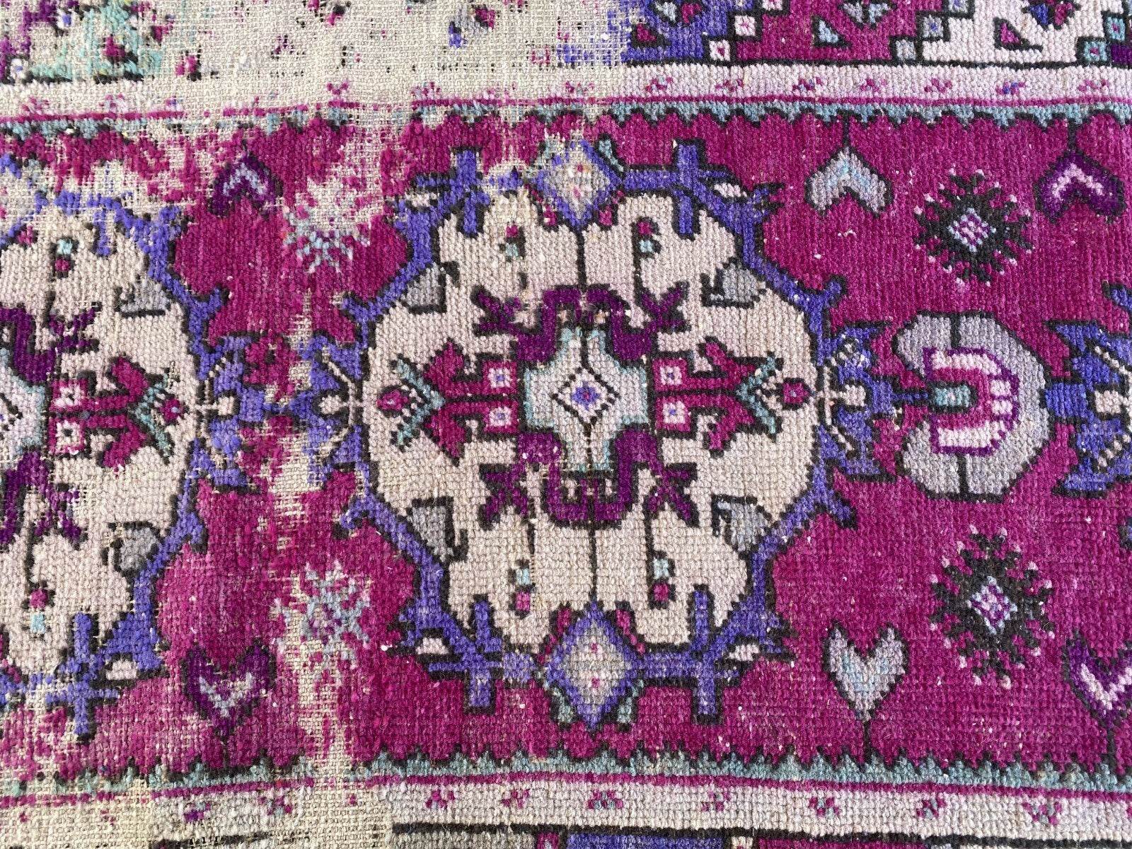 Geometric Turkish Vintage Rug,Farmhouse Handmade Anatolian Runner Rug 2.9x9.4 ft