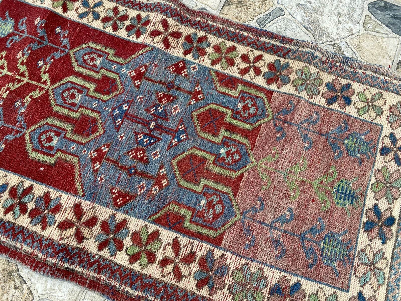 Vintage Turkish Wool Rug - 2 x 4 | Hand-Knotted Antique Oushak Anatolian Tribal