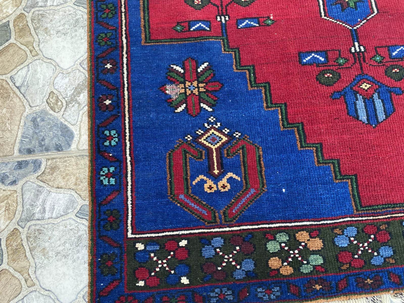 Vintage Rug | Wool Area Antique Farmhouse Anatolian Handmade Turkish Rug 4x7ft