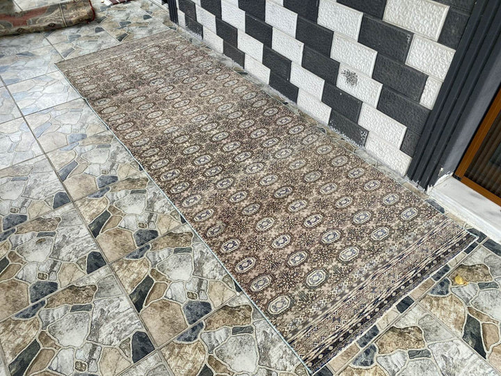 Vintage Oushak Farmhouse Rug, Turkish Anatolian Handknotted Wool Runner 3x9 ft