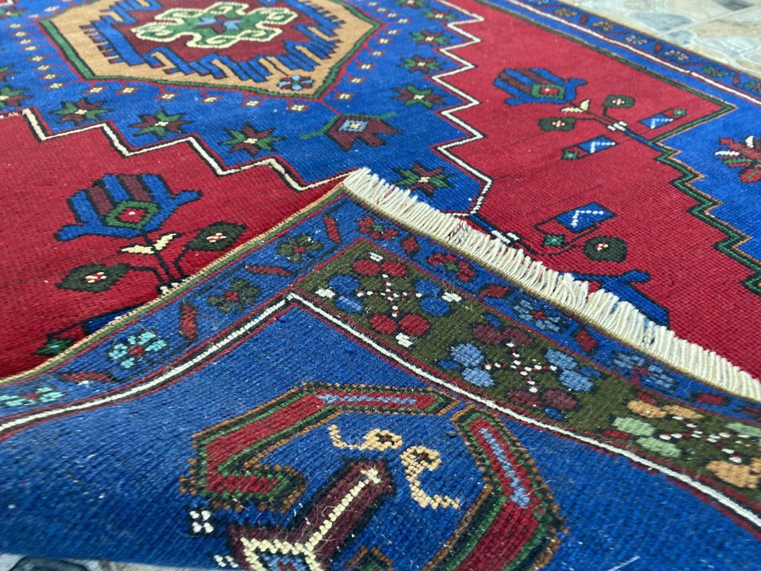 Vintage Rug | Wool Area Antique Farmhouse Anatolian Handmade Turkish Rug 4x7ft