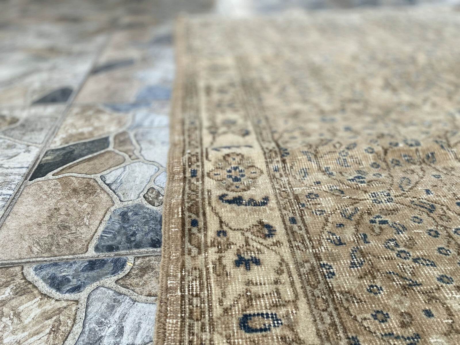 Vintage Turkish Rug | Anatolian Antique Wool Farmhouse Handmade Carpet 3.7x6.6ft