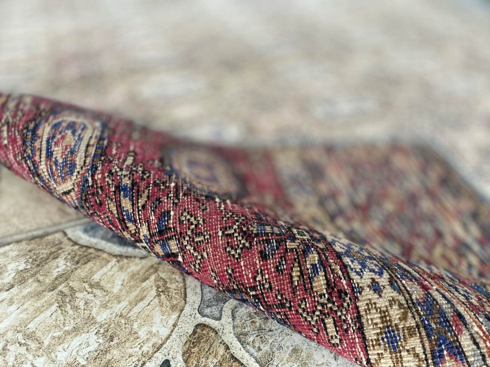 Vintage Oushak Farmhouse Rug, Turkish Anatolian Handknotted Wool Runner 3x9 ft