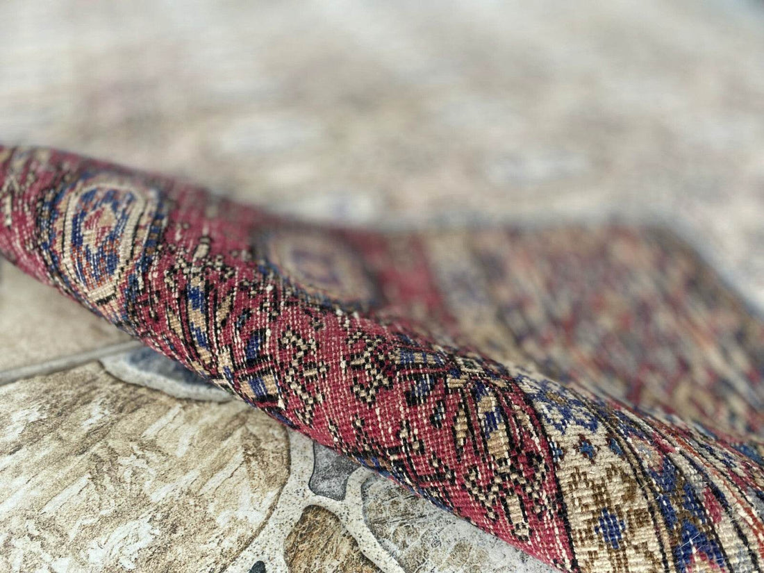 Vintage Oushak Farmhouse Rug, Turkish Anatolian Handknotted Wool Runner 3x9 ft