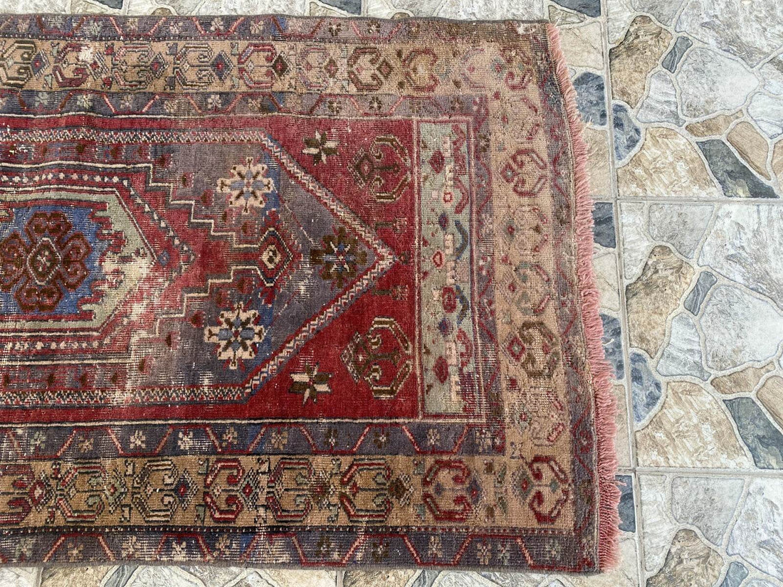 Vintage Turkish Oushak Rug | Antique Tribal Handmade Wool Farmhouse 3 x 6 ft