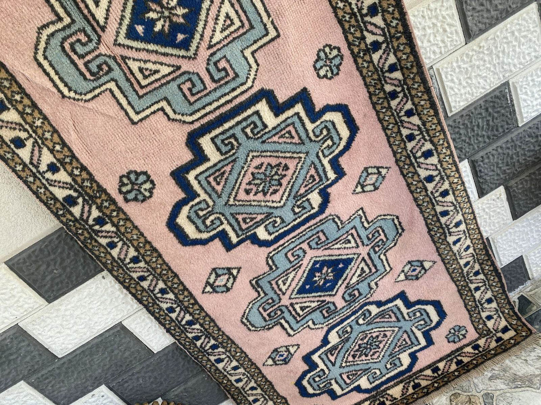 Vintage Rug | Farmhouse Antique Wool Anatolian Runner Handmade Turkish 2.7x6.3ft