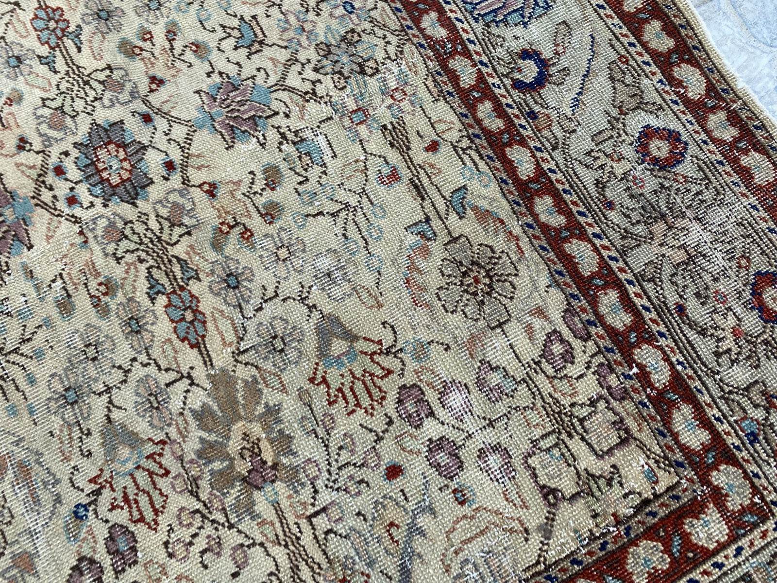 Vintage Anatolian Area Rug | 4.5x6.8 ft Antique Turkish Oushak | Faded Farmhouse