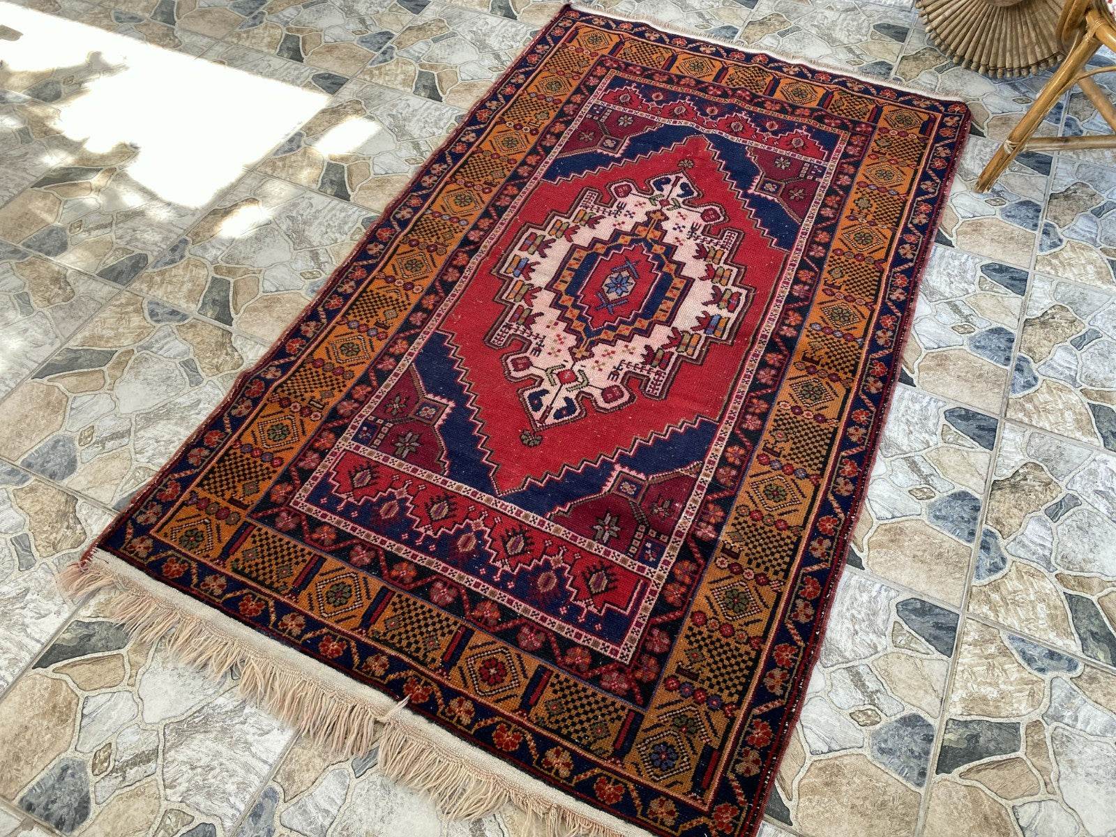 Vintage Turkish Oushak Rug | Hand-Knotted Wool Anatolian Tribal Carpet 4 x 6 ft
