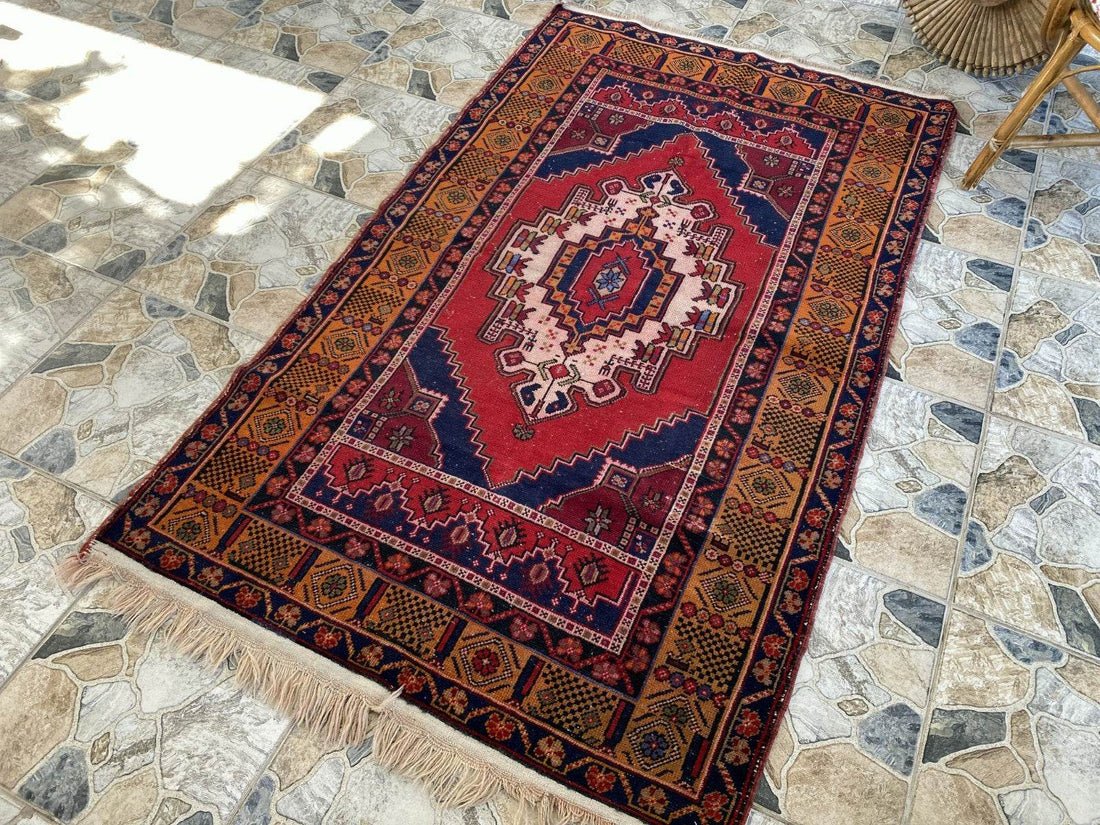 Vintage Turkish Oushak Rug | Hand-Knotted Wool Anatolian Tribal Carpet 4 x 6 ft