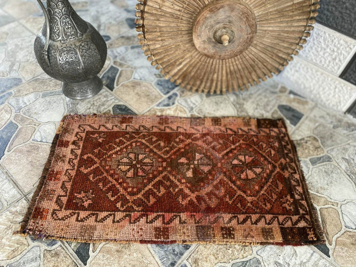 Vintage Hand-knotted Rug | 1980s Turkish Tribal Wool Farmhouse Antique Small Rug