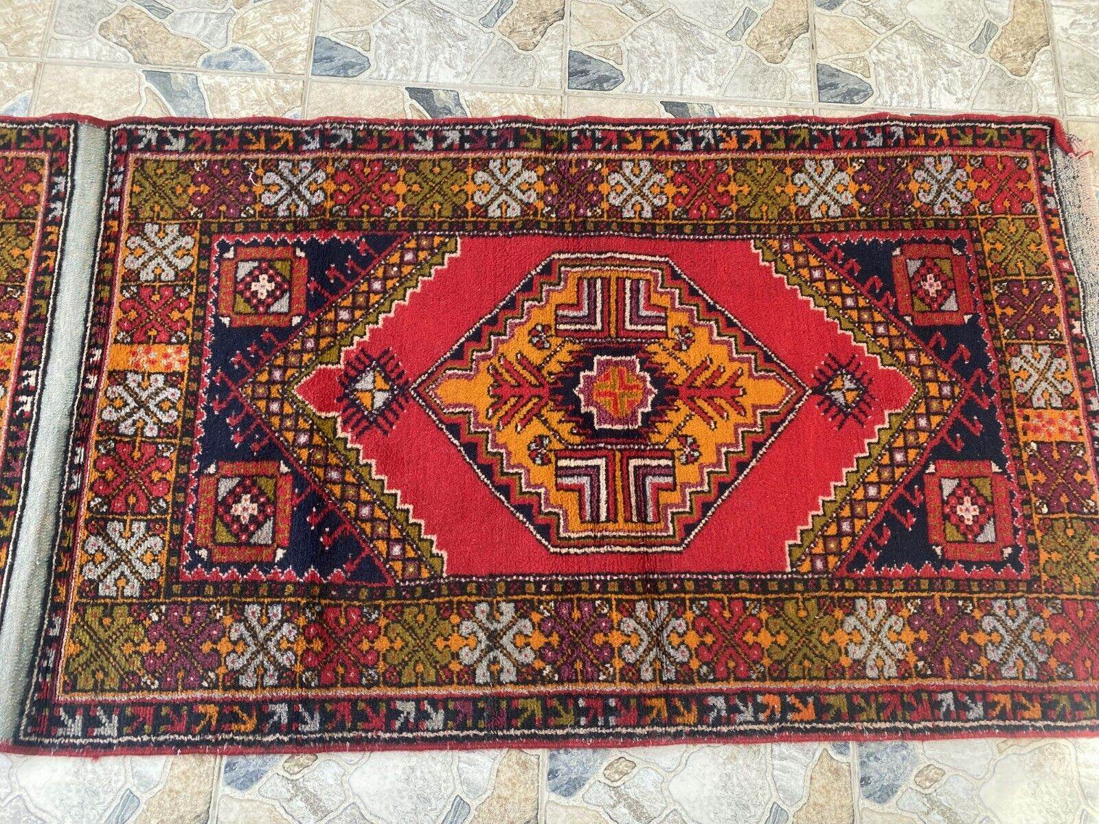 Vintage Turkish Oushak Rug | 3.3x10.8 | Wool Antique Tribal Handmade Area Rug |
