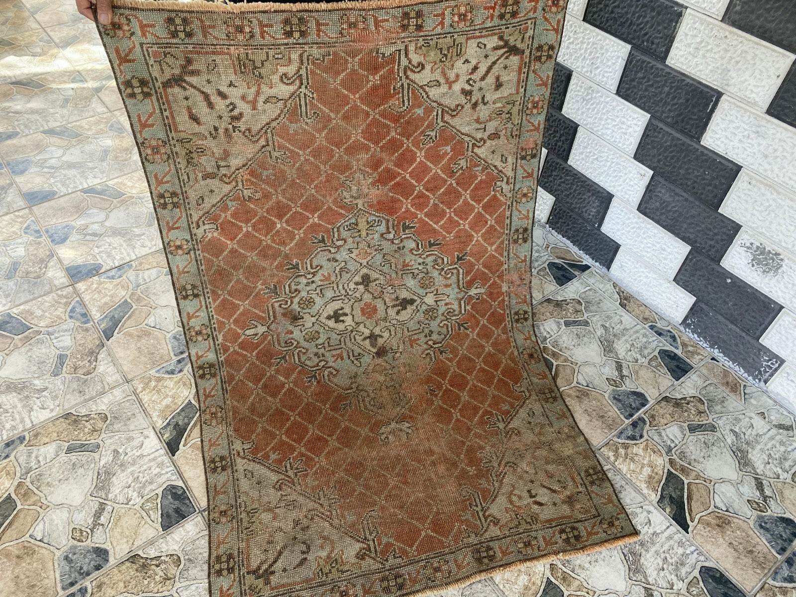 Vintage Turkish Oushak Rug | Anatolian Antique Brown Hand-Knotted Wool Area Rug
