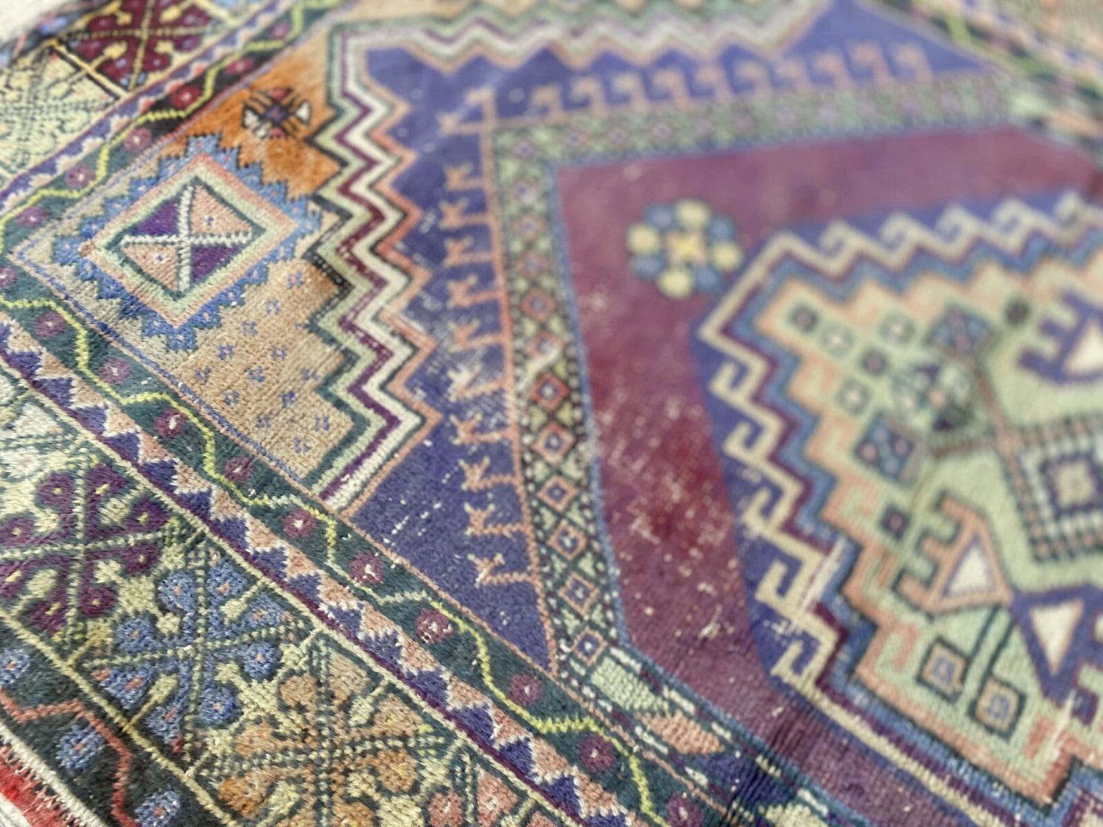 Handmade Turkish Vintage Rug | 1970s Tribal Wool Farmhouse Antique Area Carpet