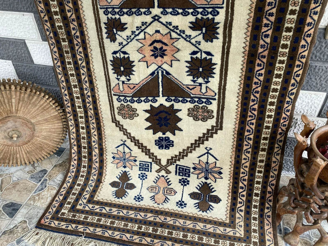 Vintage Turkish Oushak Rug, 4 x 7 ft Handmade Wool Antique Tribal Area Rug