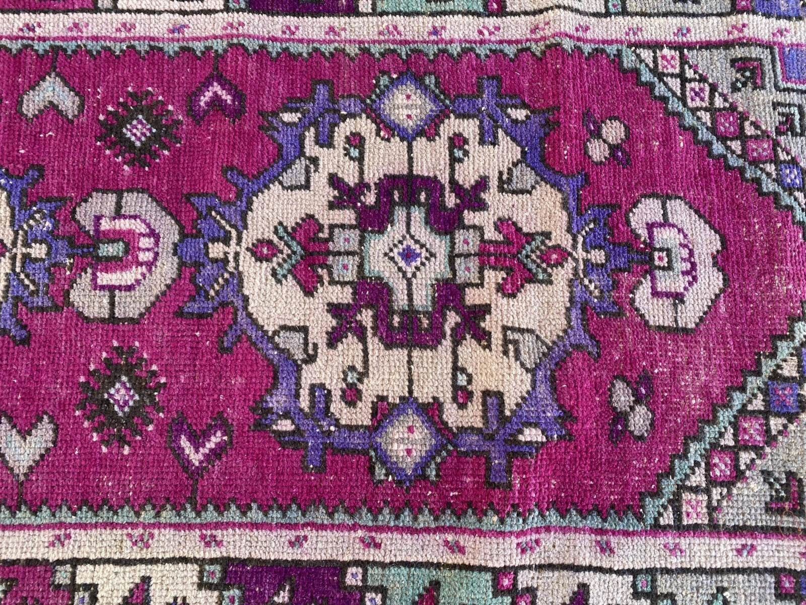 Geometric Turkish Vintage Rug,Farmhouse Handmade Anatolian Runner Rug 2.9x9.4 ft