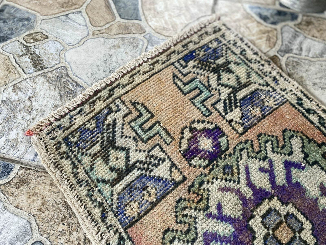 Handmade Turkish Vintage Rug | 1970s Tribal Wool Farmhouse Antique Small Carpet