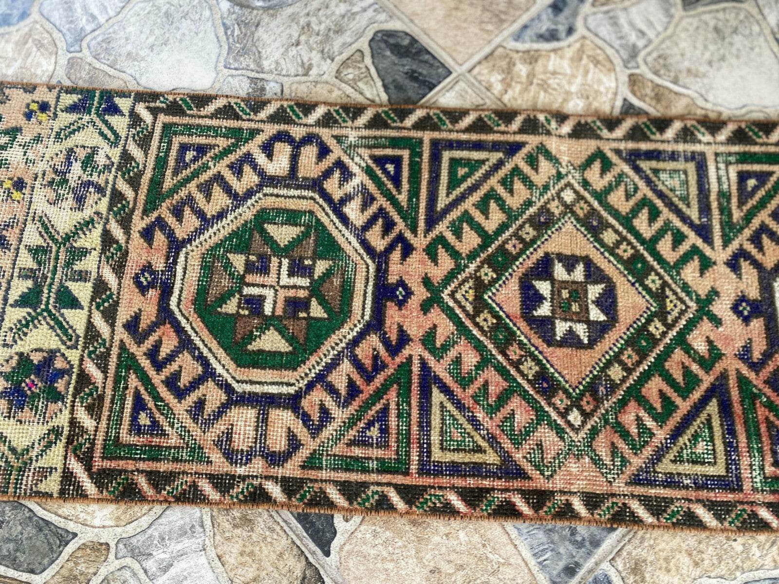 Vintage Turkish Tribal Rug | 1.4 x 4.3 ft | Handmade Wool Anatolian Runner Rug