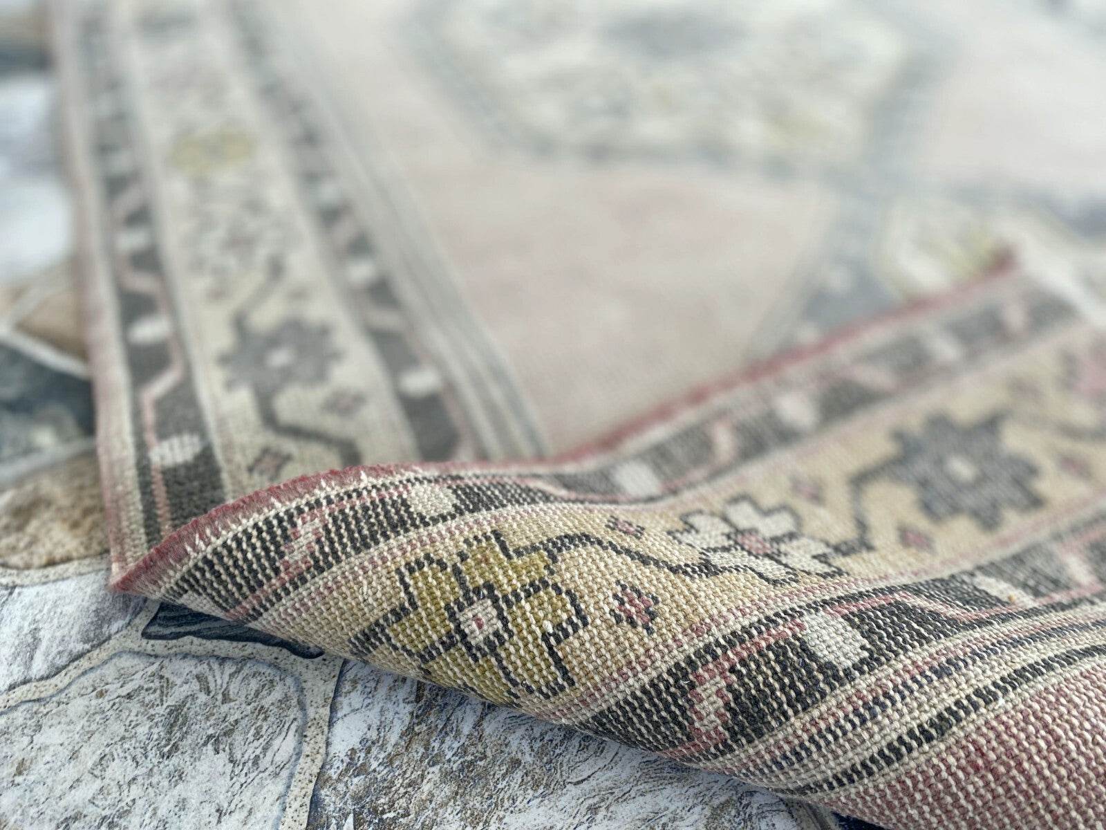 Vintage Rug | Antique Wool Farmhouse Anatolian Runner Handmade Turkish 3.2x5.7ft