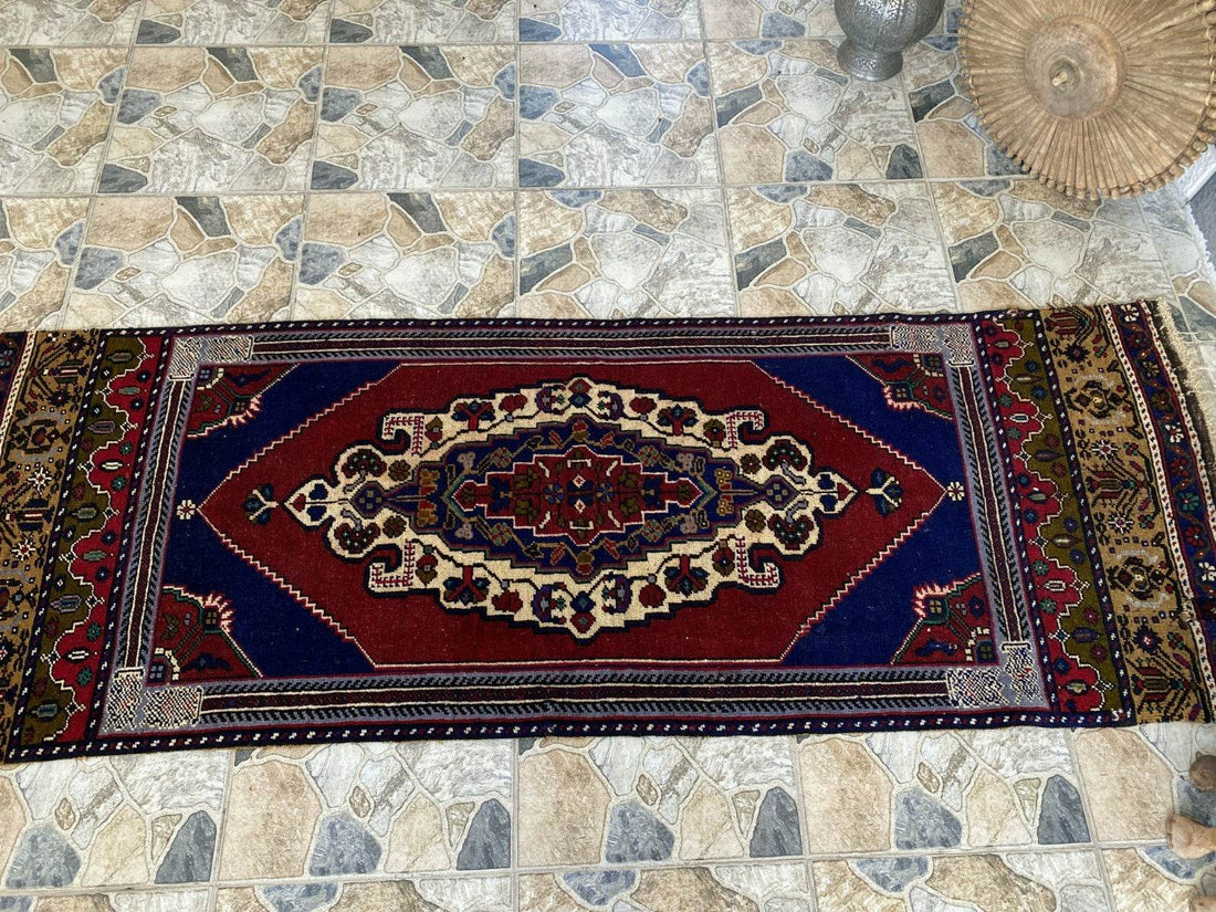 Vintage Turkish Runner Rug | 2.7 x 7.5 ft Hand-Knotted Wool Antique Hallway Rug