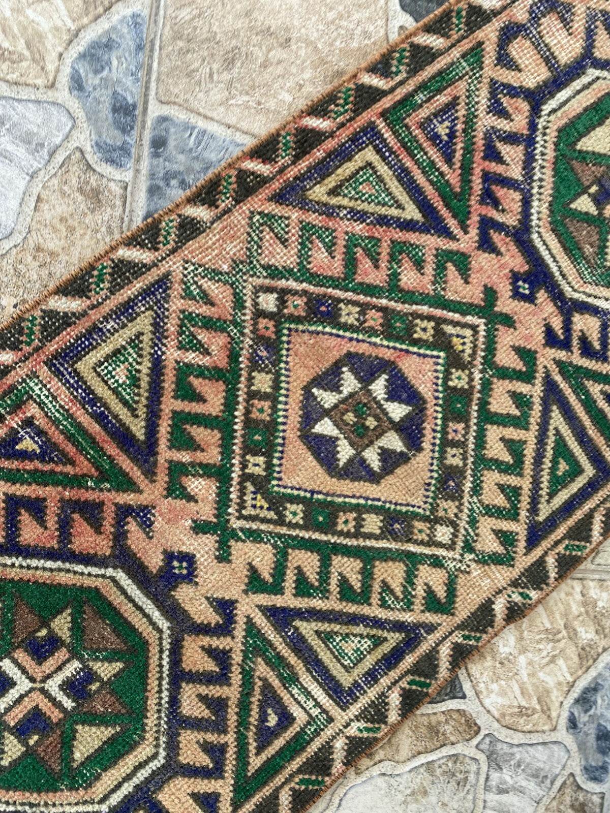 Vintage Turkish Tribal Rug | 1.4 x 4.3 ft | Handmade Wool Anatolian Runner Rug