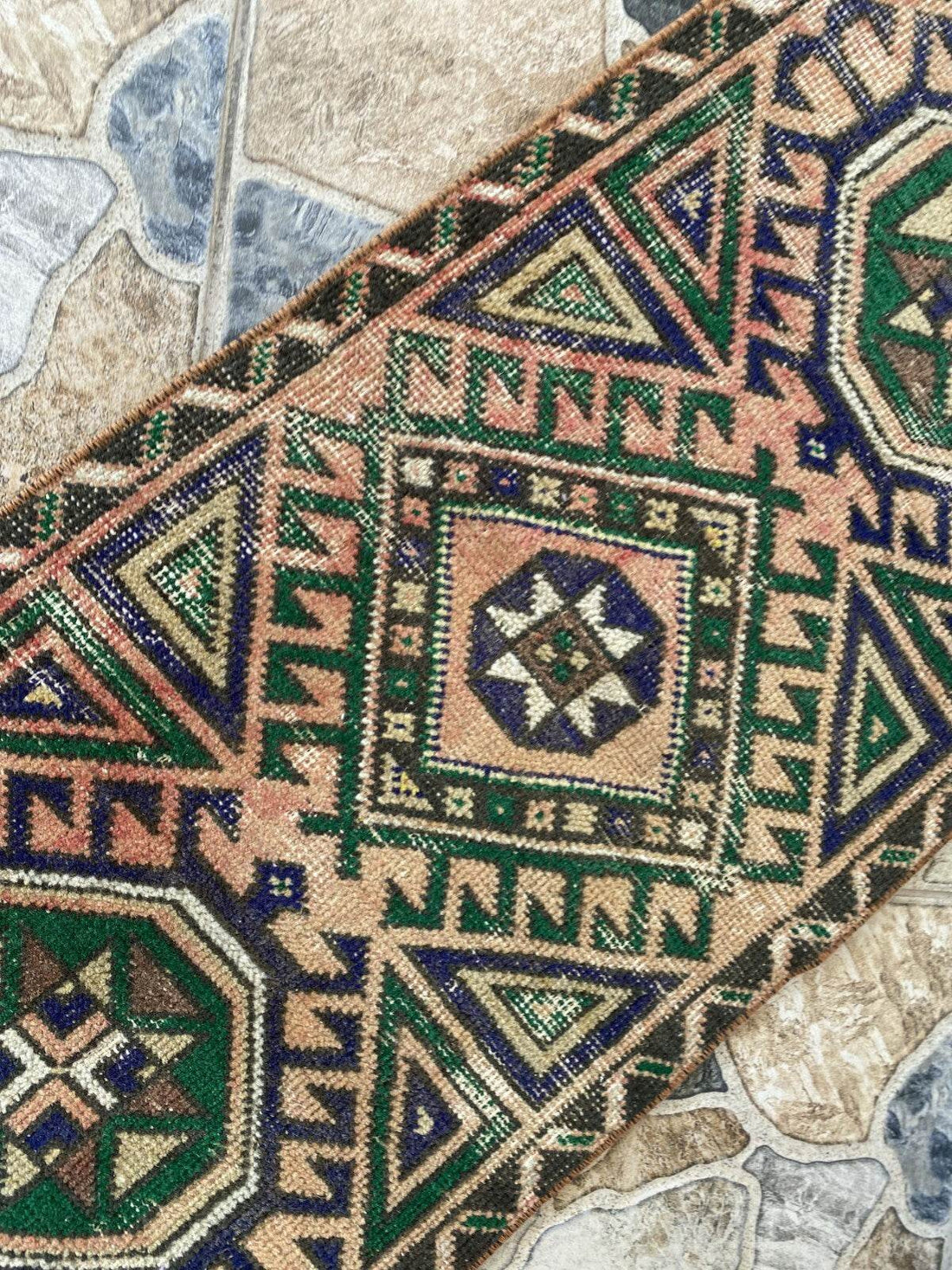 Vintage Turkish Tribal Rug | 1.4 x 4.3 ft | Handmade Wool Anatolian Runner Rug