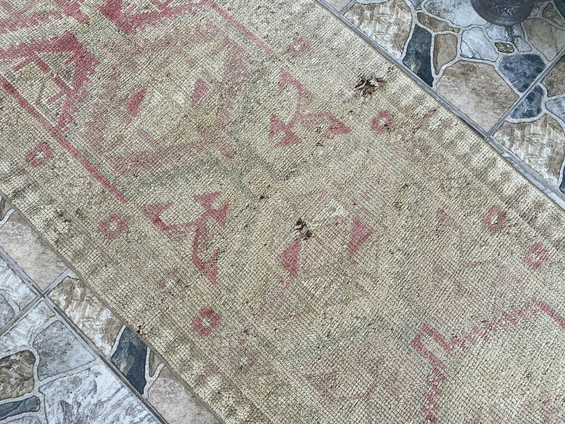 Vintage Rug | Wool Runner Antique Farmhouse Anatolian Handmade Turkish Rug 2x6ft