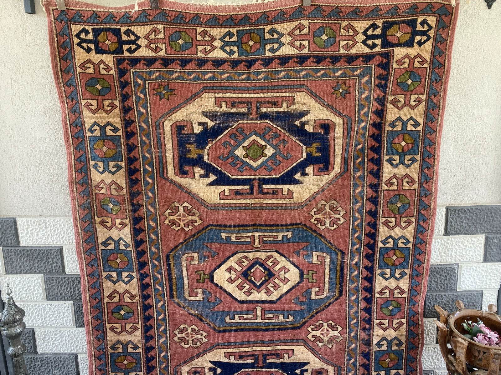 Vintage Turkish Rug | 5.3 x 7.9 ft Hand-Knotted Wool Faded Pastel Anatolian Area