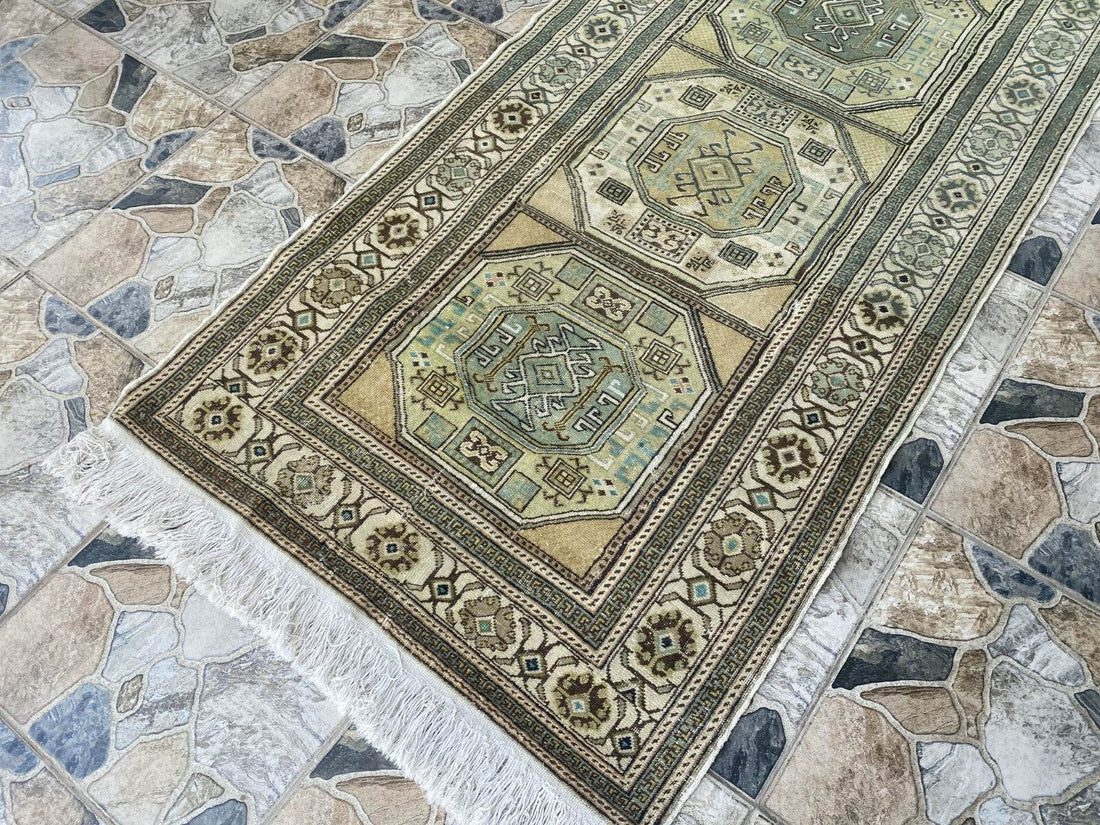 Vintage Turkish Oushak Rug - 3.2x6.1 Paste Handmade Wool Antique Tribal Area Rug