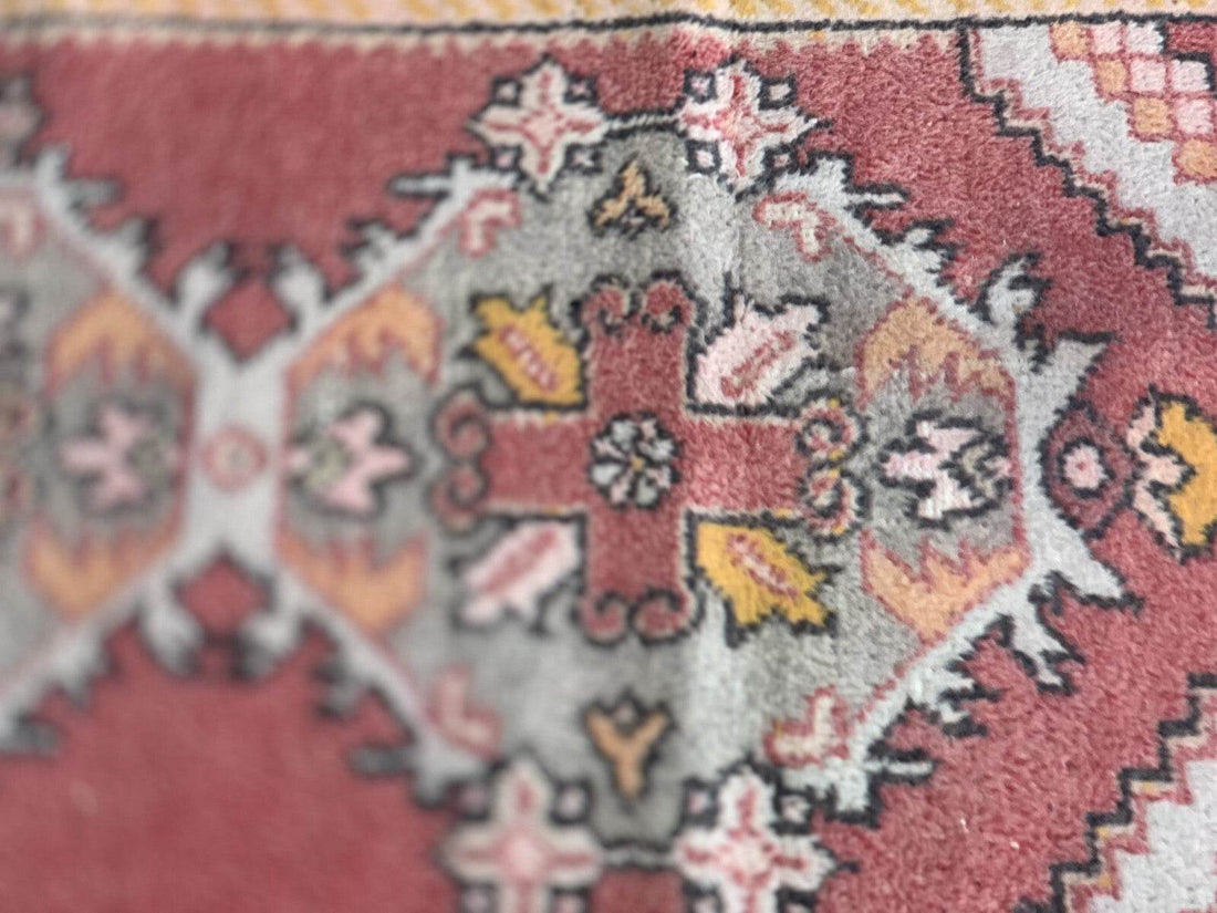 Vintage Turkish Rug | Tribal Handmade Wool Farmhouse Antique Carpet 3.2x 9.1 ft