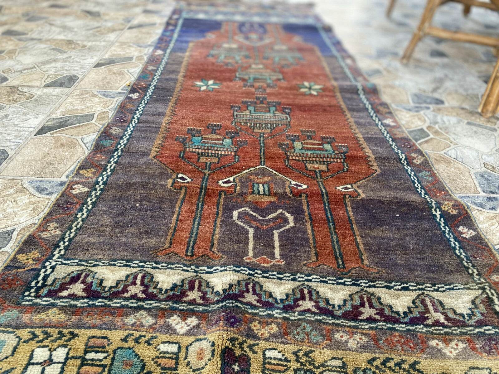 Vintage Turkish Oushak Rug | Handmade Antique Tribal Wool Farmhouse 2.8x6.9ft