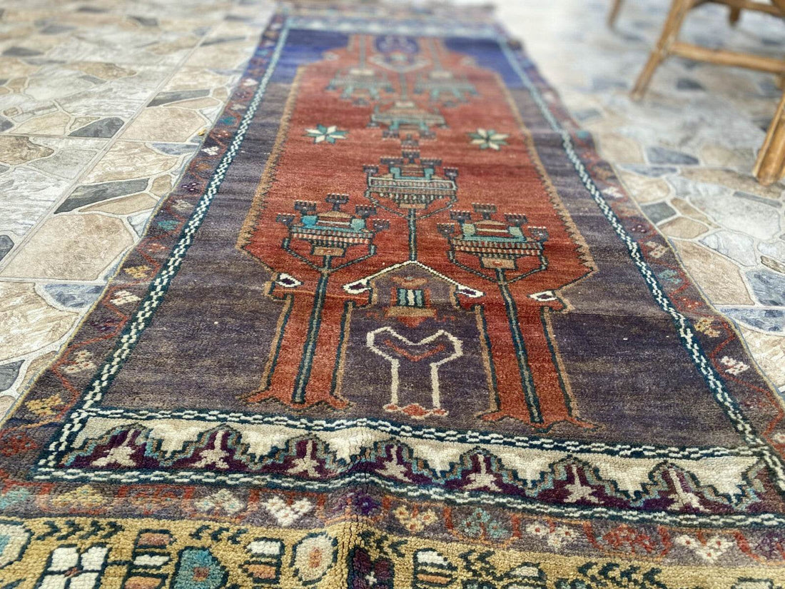 Vintage Turkish Oushak Rug | Handmade Antique Tribal Wool Farmhouse 2.8x6.9ft