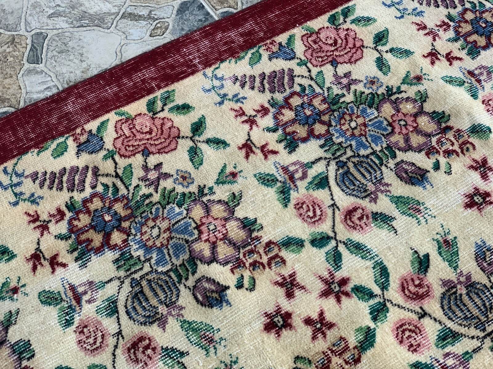 Vintage Turkish Rug | Oushak Handmade Wool Farmhouse Carpet Antique 3.3 x 5.2 ft