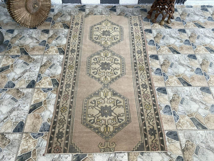 Vintage Rug | Antique Wool Farmhouse Anatolian Runner Handmade Turkish 3.2x5.7ft