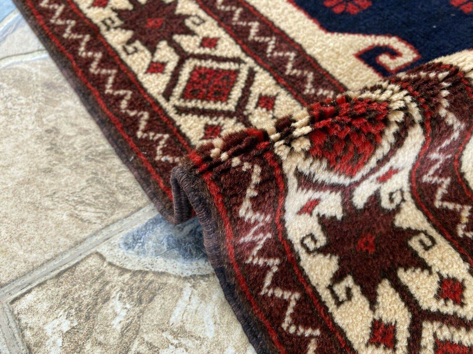 Vintage Turkish Wool Rug, Hand-Knotted Antique Red Oushak Anatolian 1980s 3x6