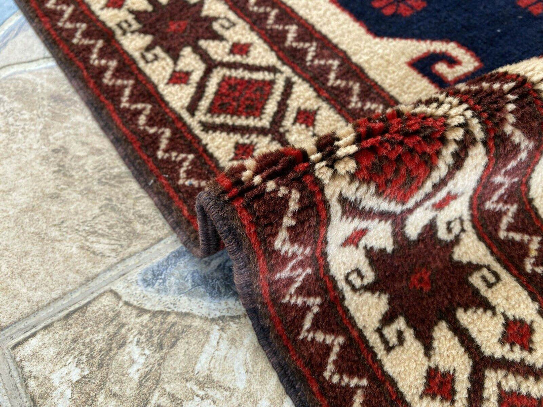 Vintage Turkish Wool Rug, Hand-Knotted Antique Red Oushak Anatolian 1980s 3x6