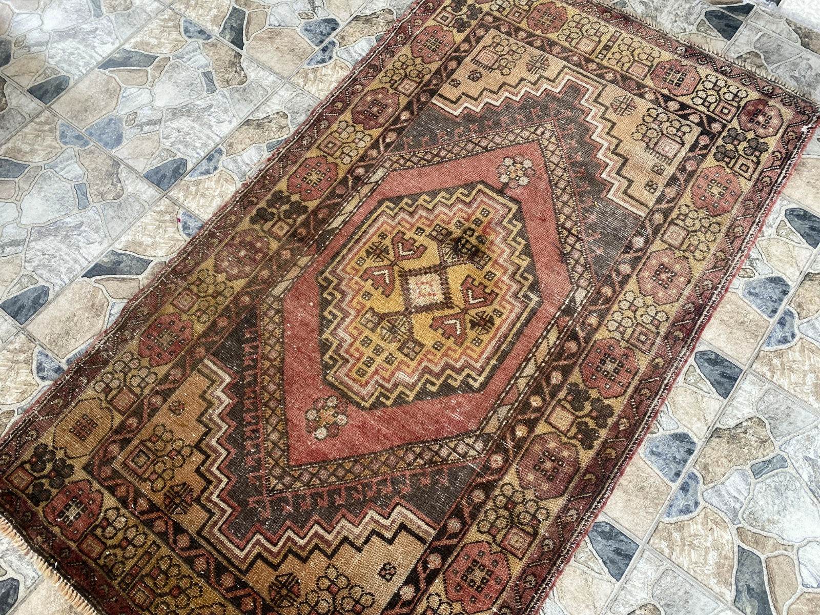 Handmade Turkish Vintage Rug | 1970s Tribal Wool Farmhouse Antique Area Carpet