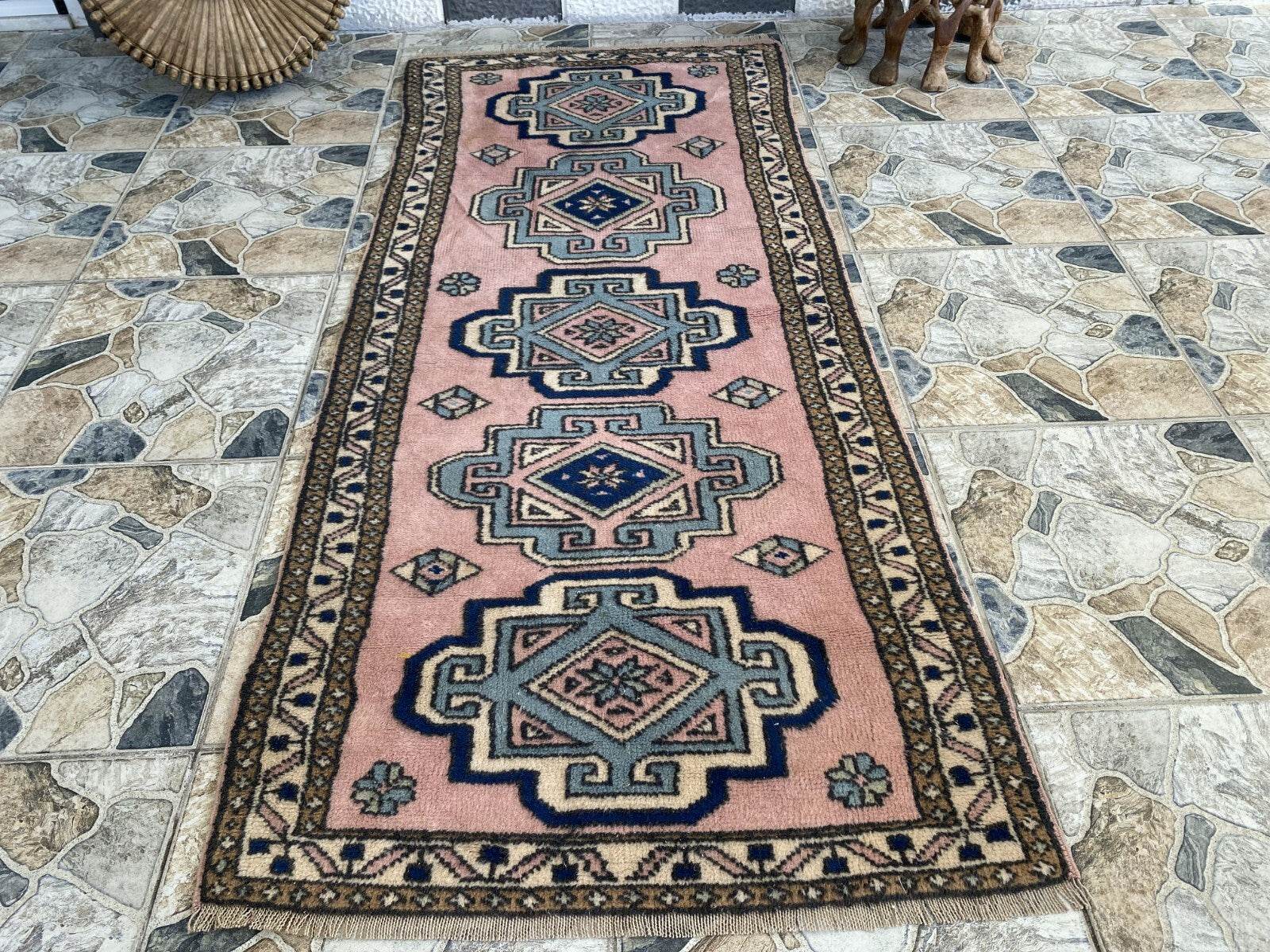 Vintage Rug | Farmhouse Antique Wool Anatolian Runner Handmade Turkish 2.7x6.3ft
