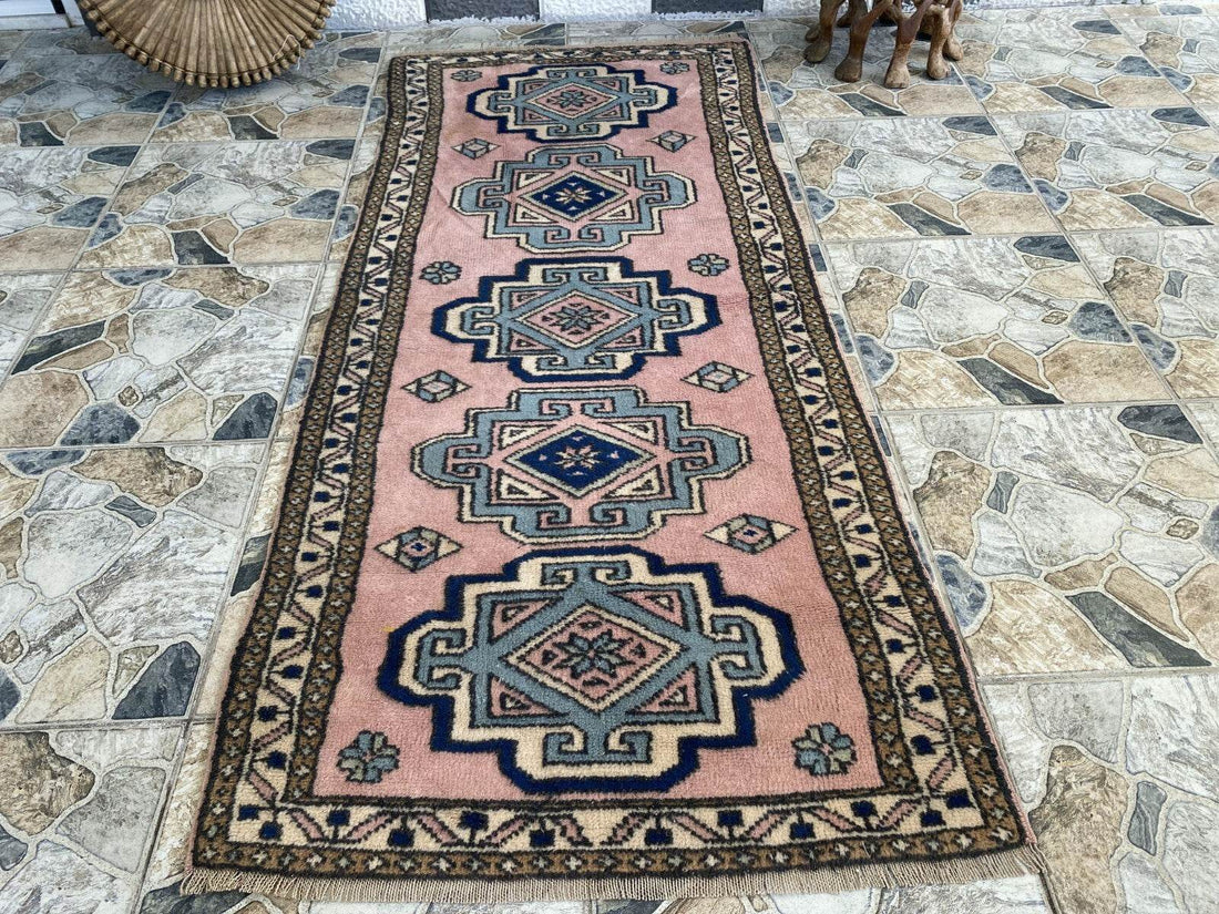 Vintage Rug | Farmhouse Antique Wool Anatolian Runner Handmade Turkish 2.7x6.3ft