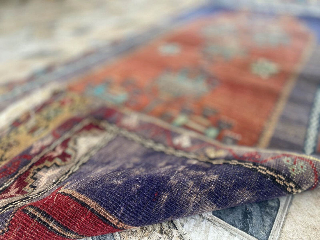 Vintage Turkish Oushak Rug | Handmade Antique Tribal Wool Farmhouse 2.8x6.9ft