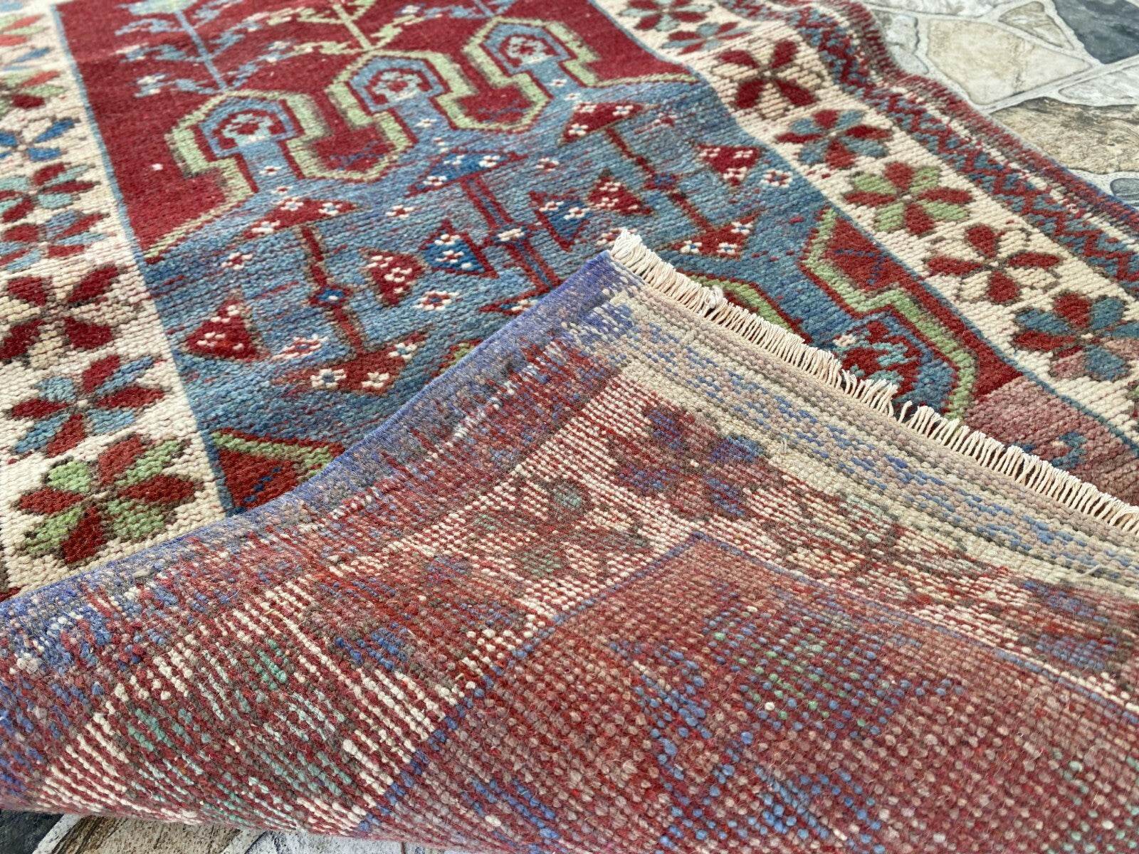 Vintage Turkish Wool Rug - 2 x 4 | Hand-Knotted Antique Oushak Anatolian Tribal