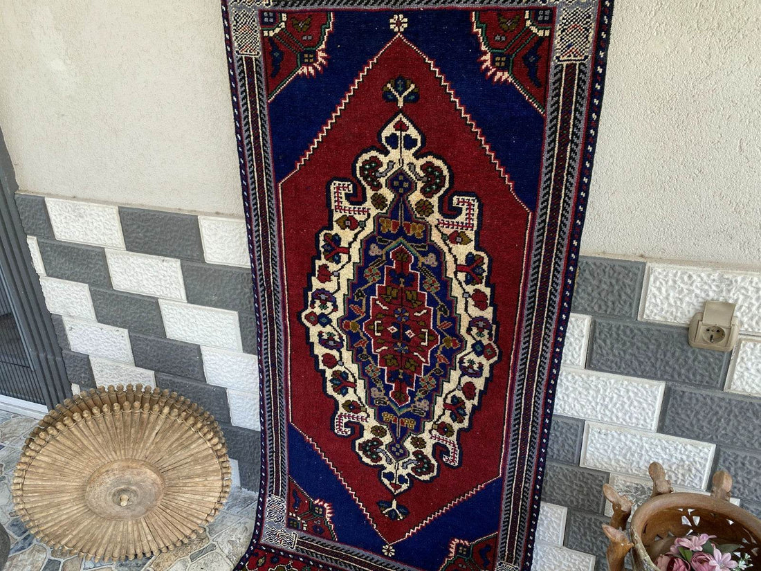 Vintage Turkish Runner Rug | 2.7 x 7.5 ft Hand-Knotted Wool Antique Hallway Rug