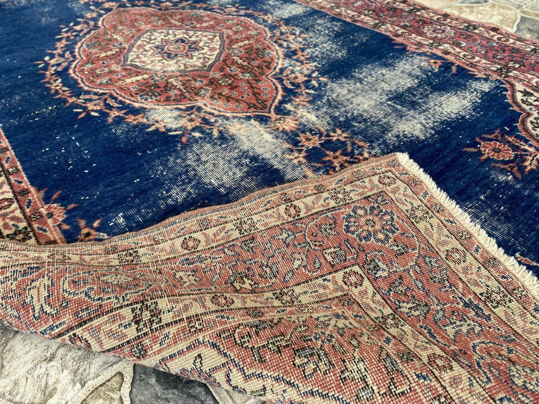 Vintage Rug | Antique Wool Farmhouse Anatolian Area Handmade Turkish Rug 3x6 ft