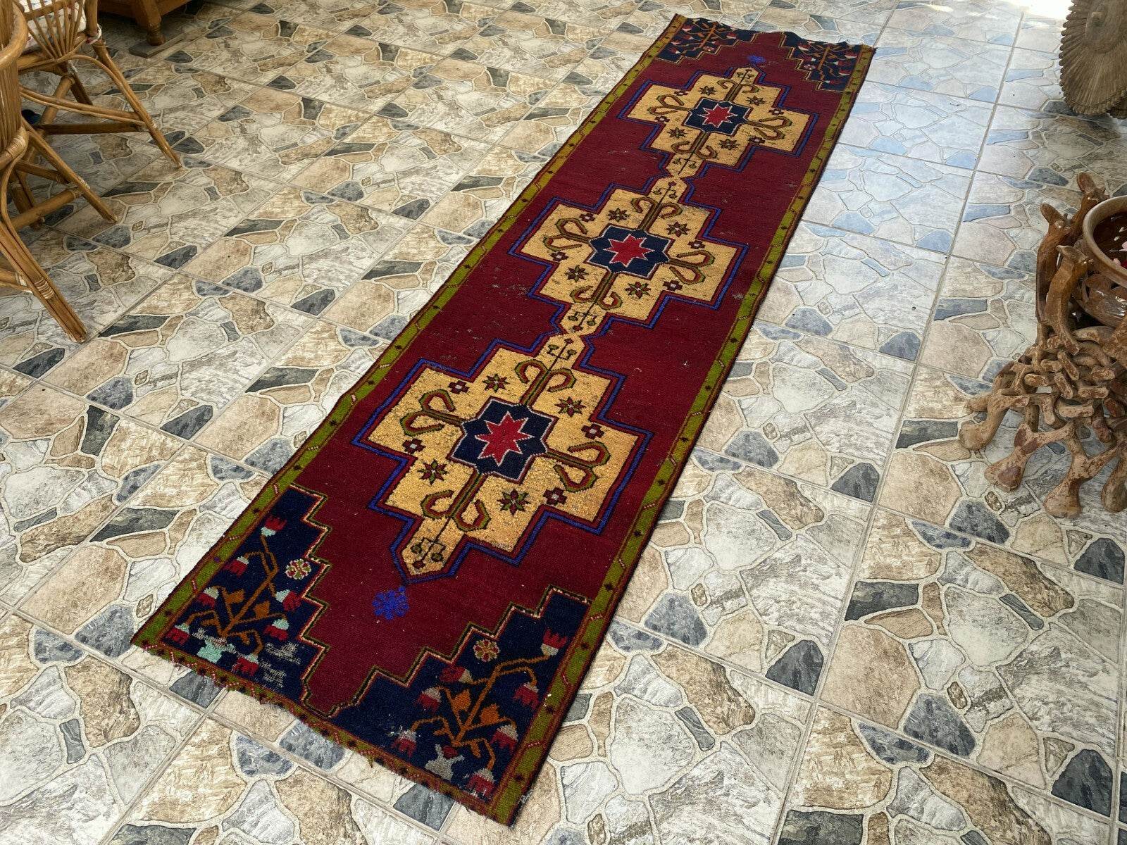 Vintage Anatolian Oushak Runner Rug | 2.6 x 9.3 ft Hand-Knotted Wool Tribal Rug