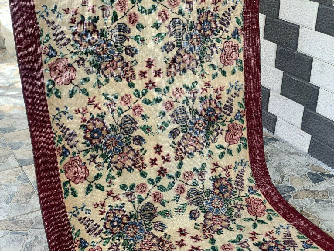 Vintage Turkish Rug | Oushak Handmade Wool Farmhouse Carpet Antique 3.3 x 5.2 ft