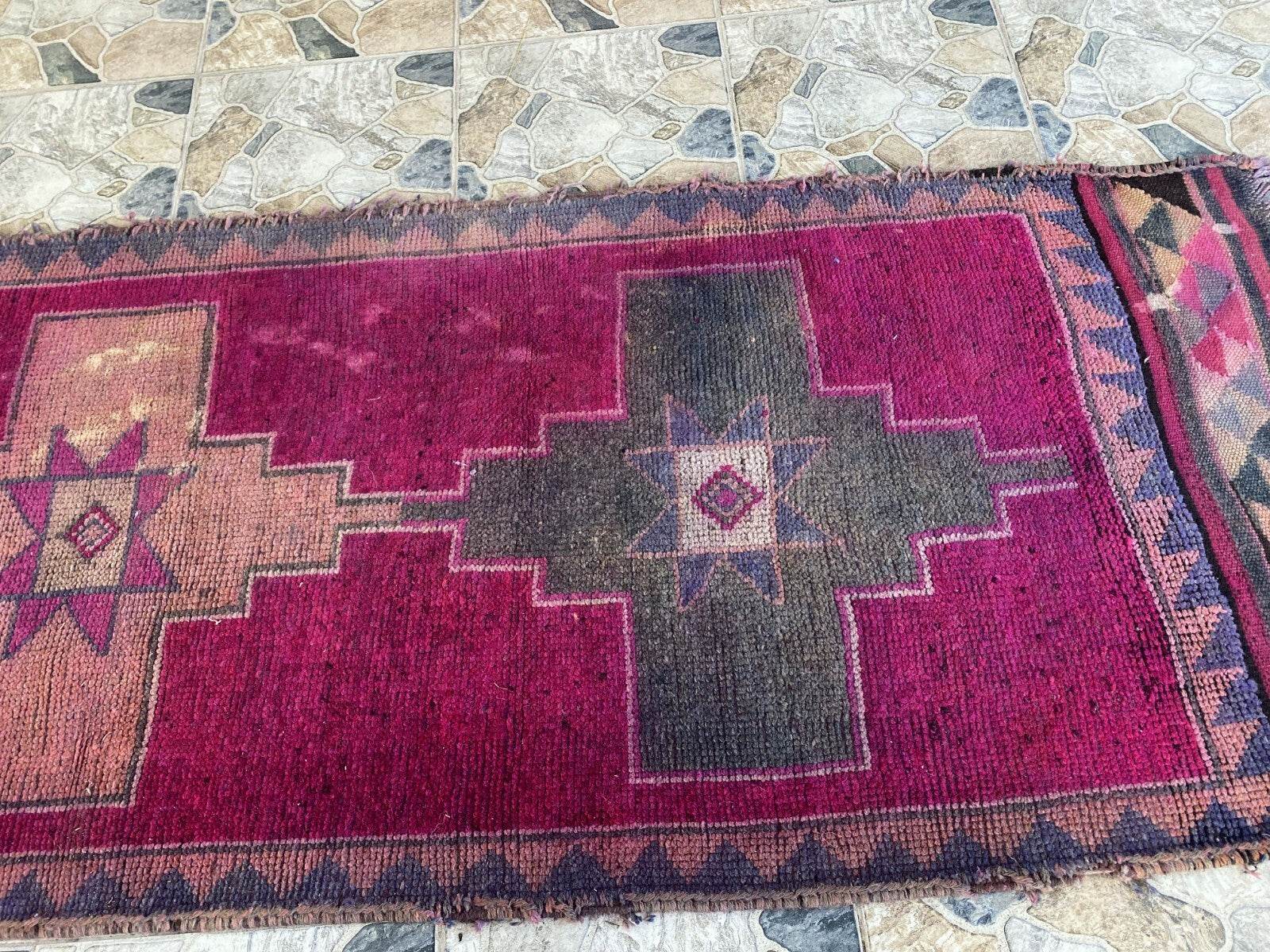 Kurdish Vintage Rug | Handmade Wool 1960s Farmhouse Tribal Antique Runner Carpet