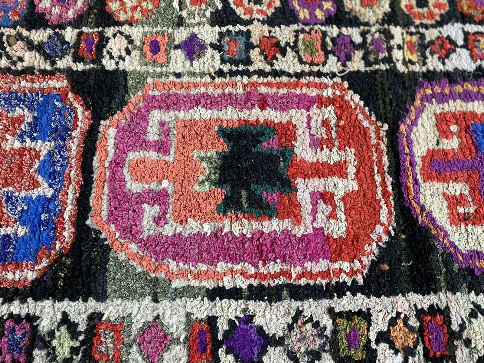 Vintage Kurdish Herki Rug | Tribal Handmade Farmhouse Antique Wool Runner Carpet