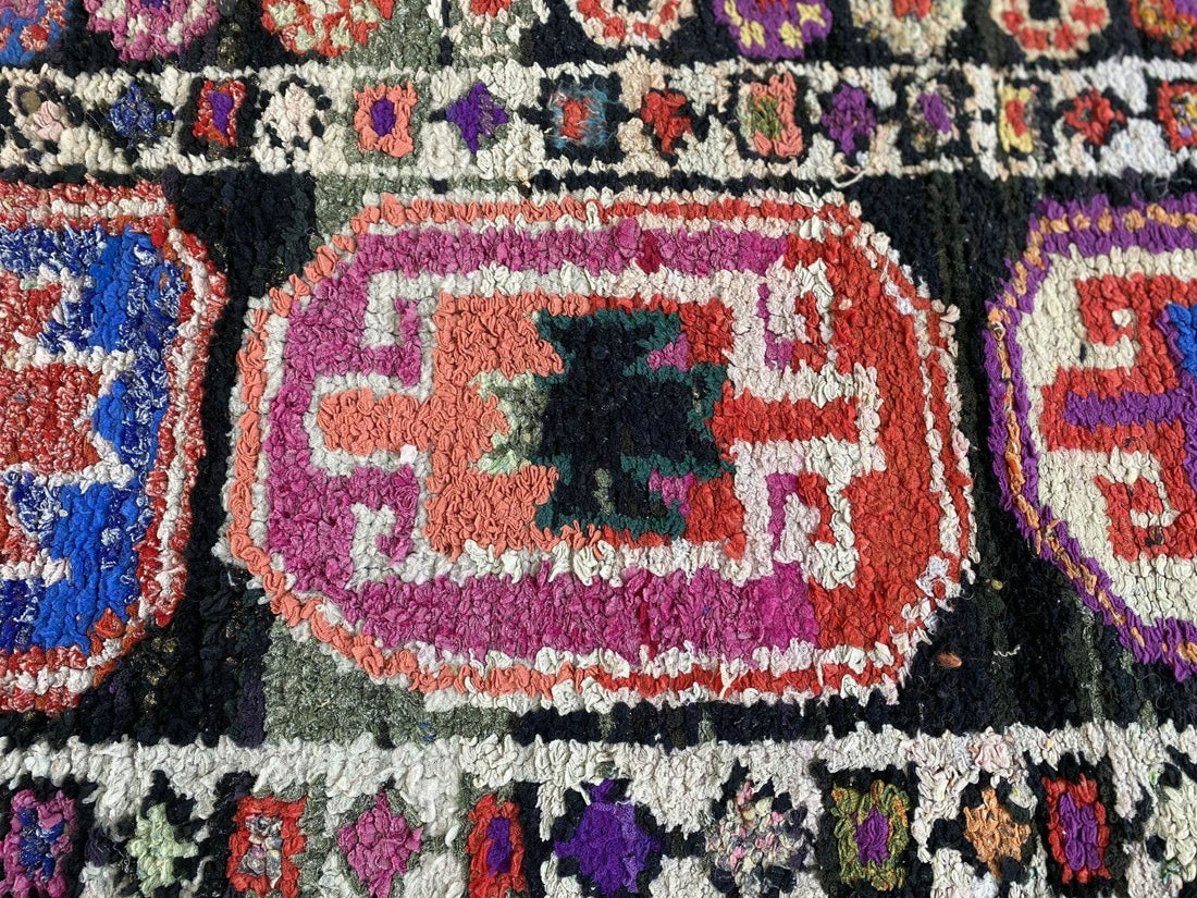 Vintage Kurdish Herki Rug | Tribal Handmade Farmhouse Antique Wool Runner Carpet